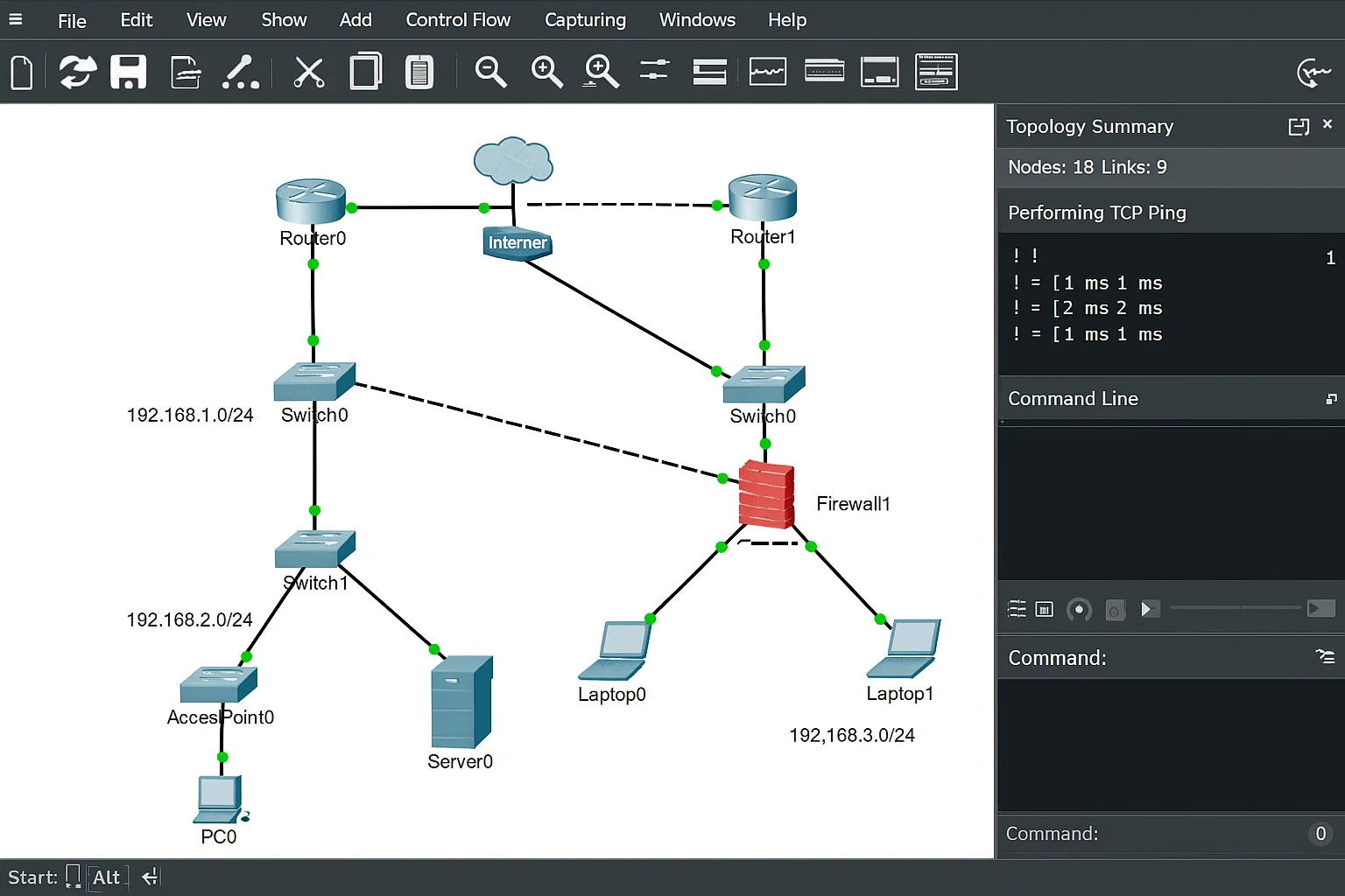 Network Topology Design and Simulation