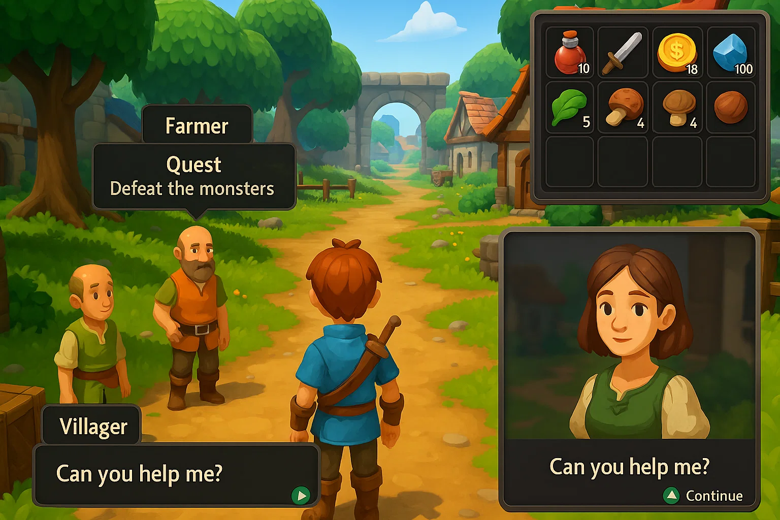 3D Adventure Game with Interactive NPCs