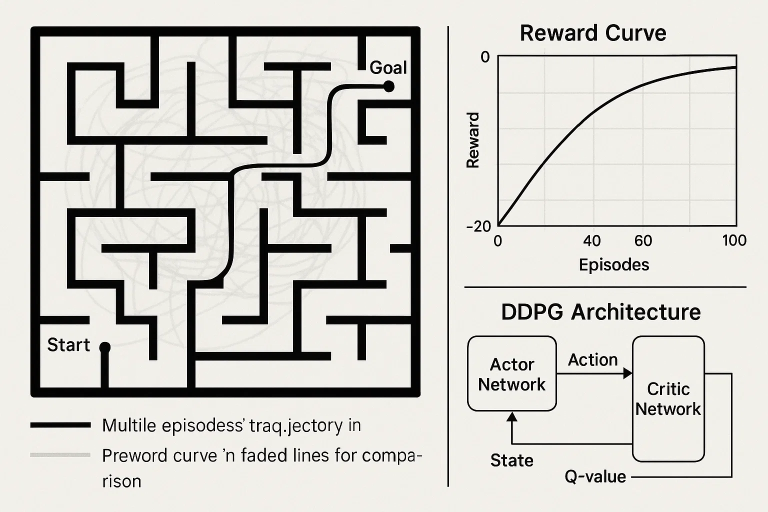 Maze Navigation with Continuous Control